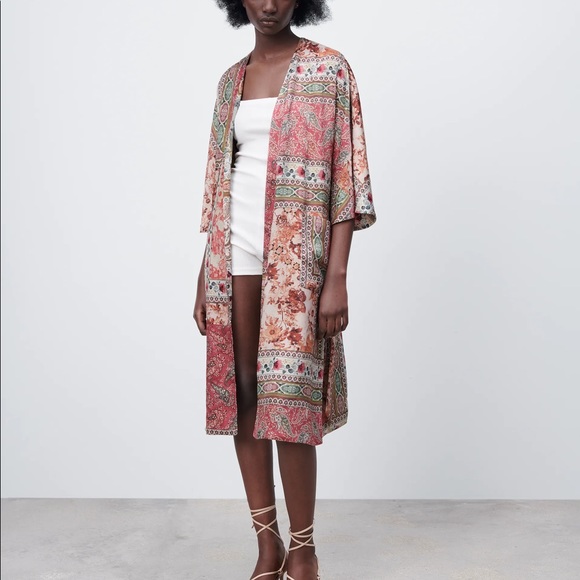 ZARA REVERSIBLE PRINTED KIMONO - Picture 2 of 16